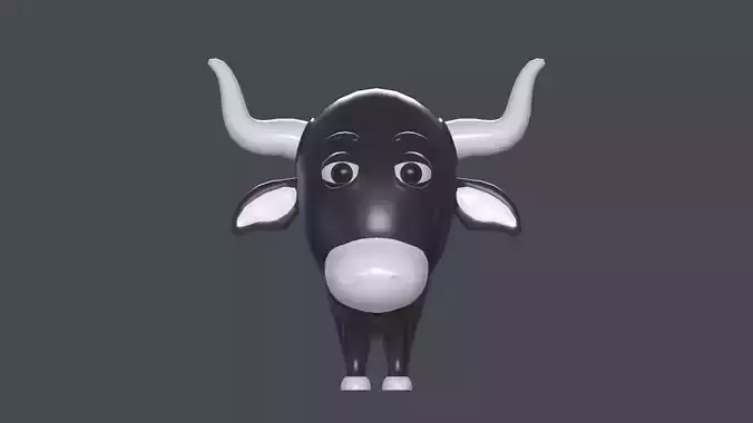 Bison cartoon rigged model  Low-poly 3D model