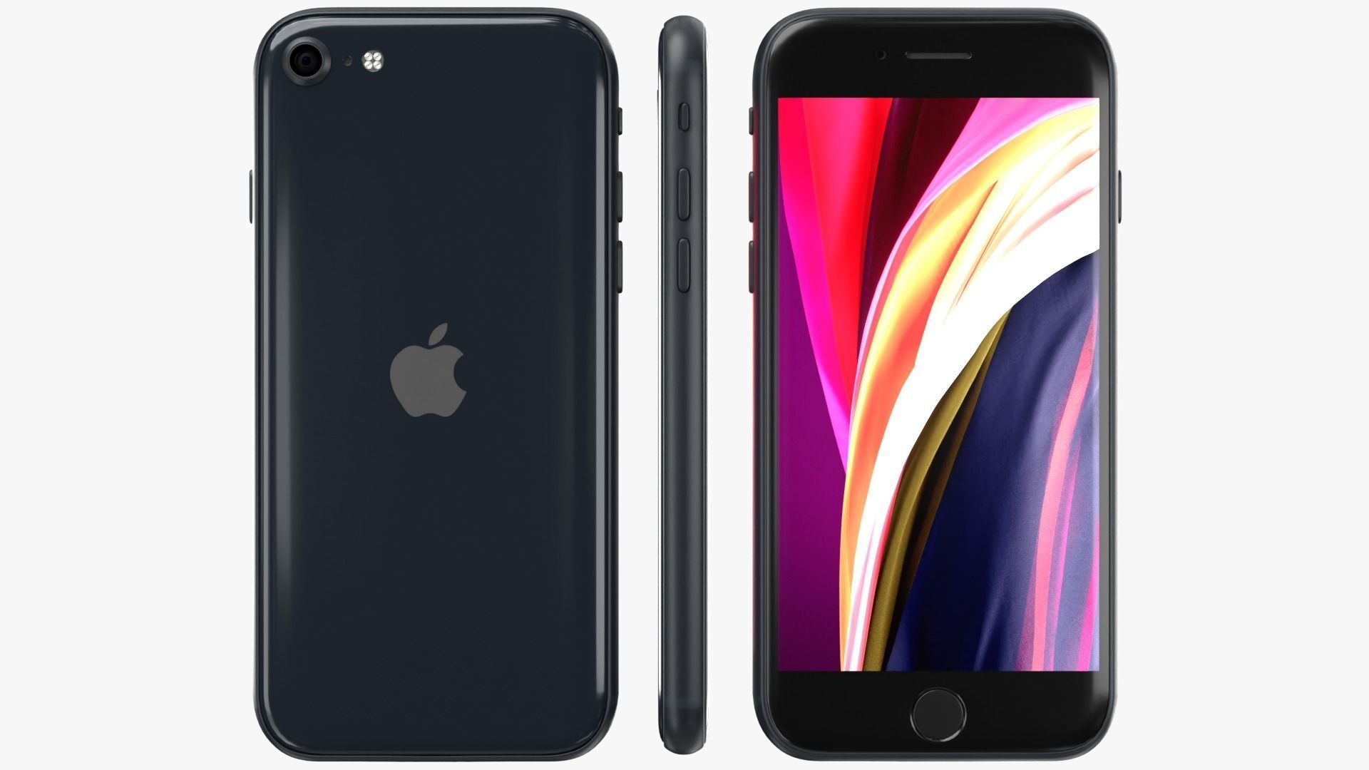 iPhone SE Midnight 2022 Low-poly 3D model_5