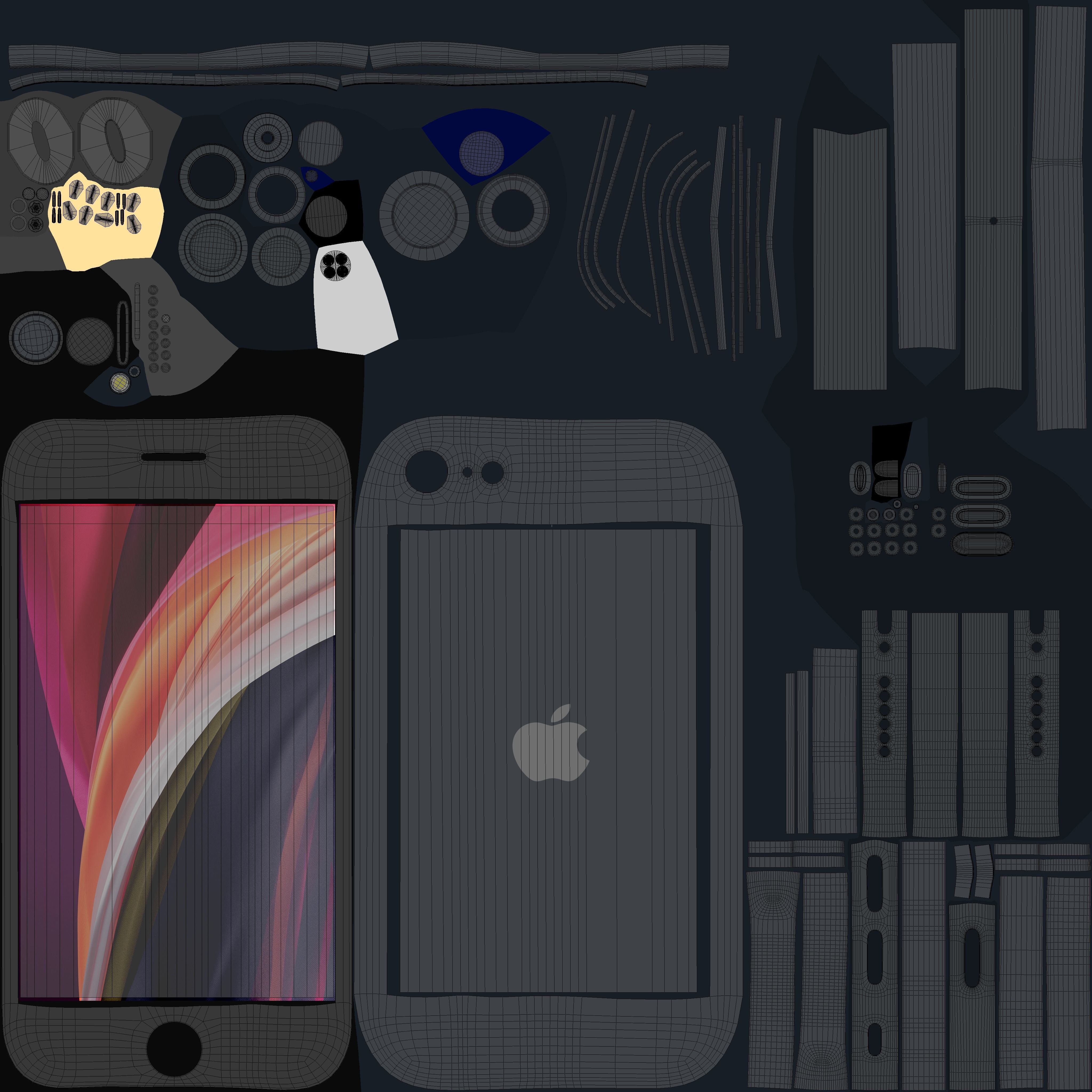 iPhone SE Midnight 2022 Low-poly 3D model_13