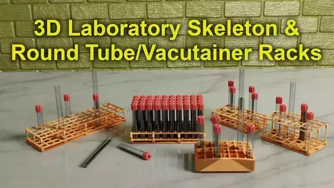 3D Print Ready Laboratory Skeleton and Round Tube Racks 3D print model