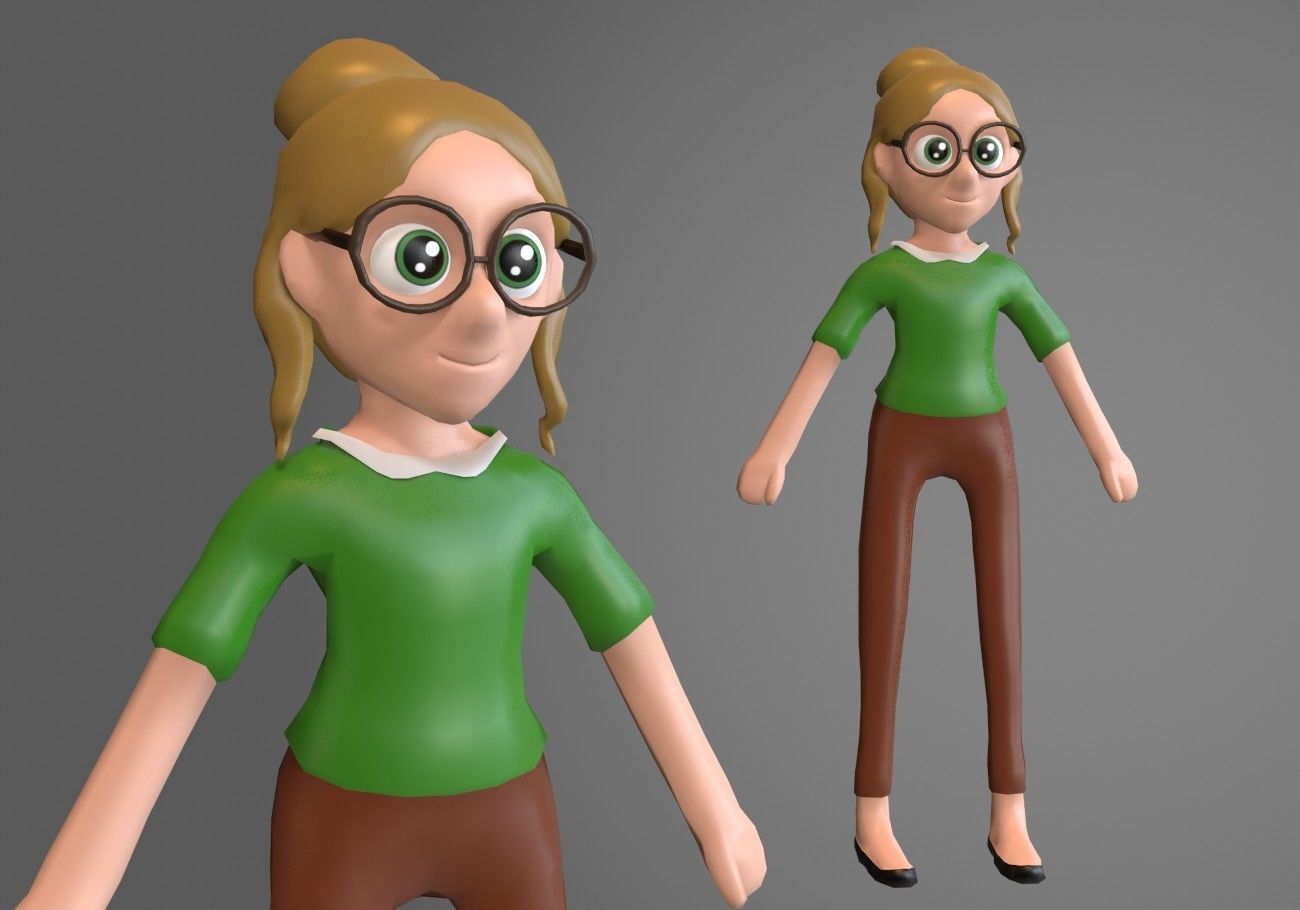 5 cartoon characters package Low-poly 3D model_6