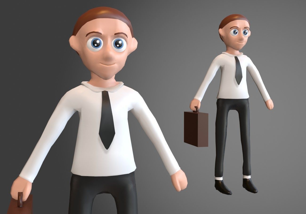 5 cartoon characters package Low-poly 3D model_7
