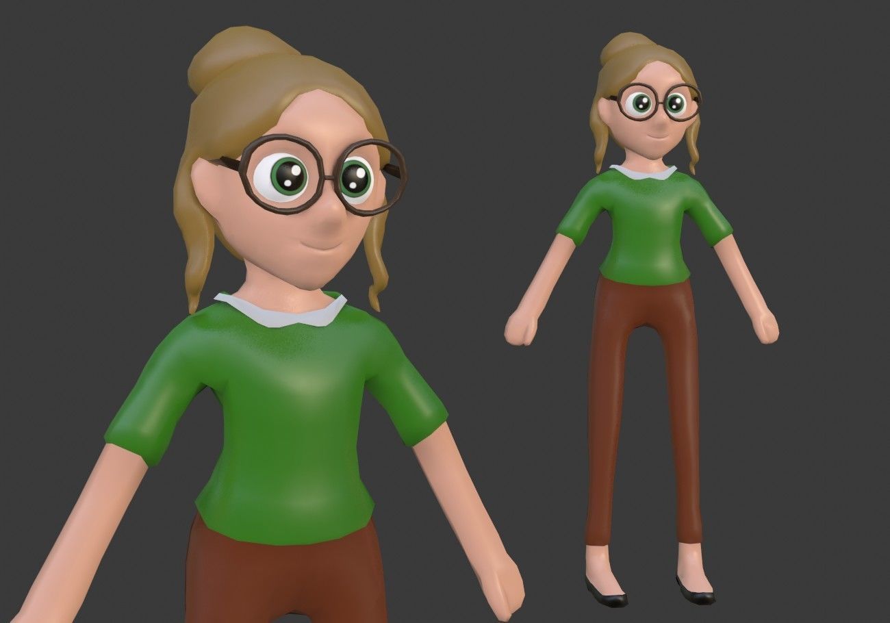 5 cartoon characters package Low-poly 3D model_16