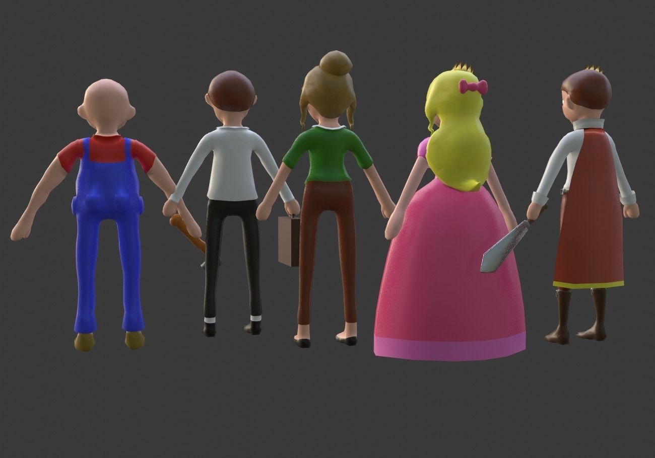 5 cartoon characters package Low-poly 3D model_11