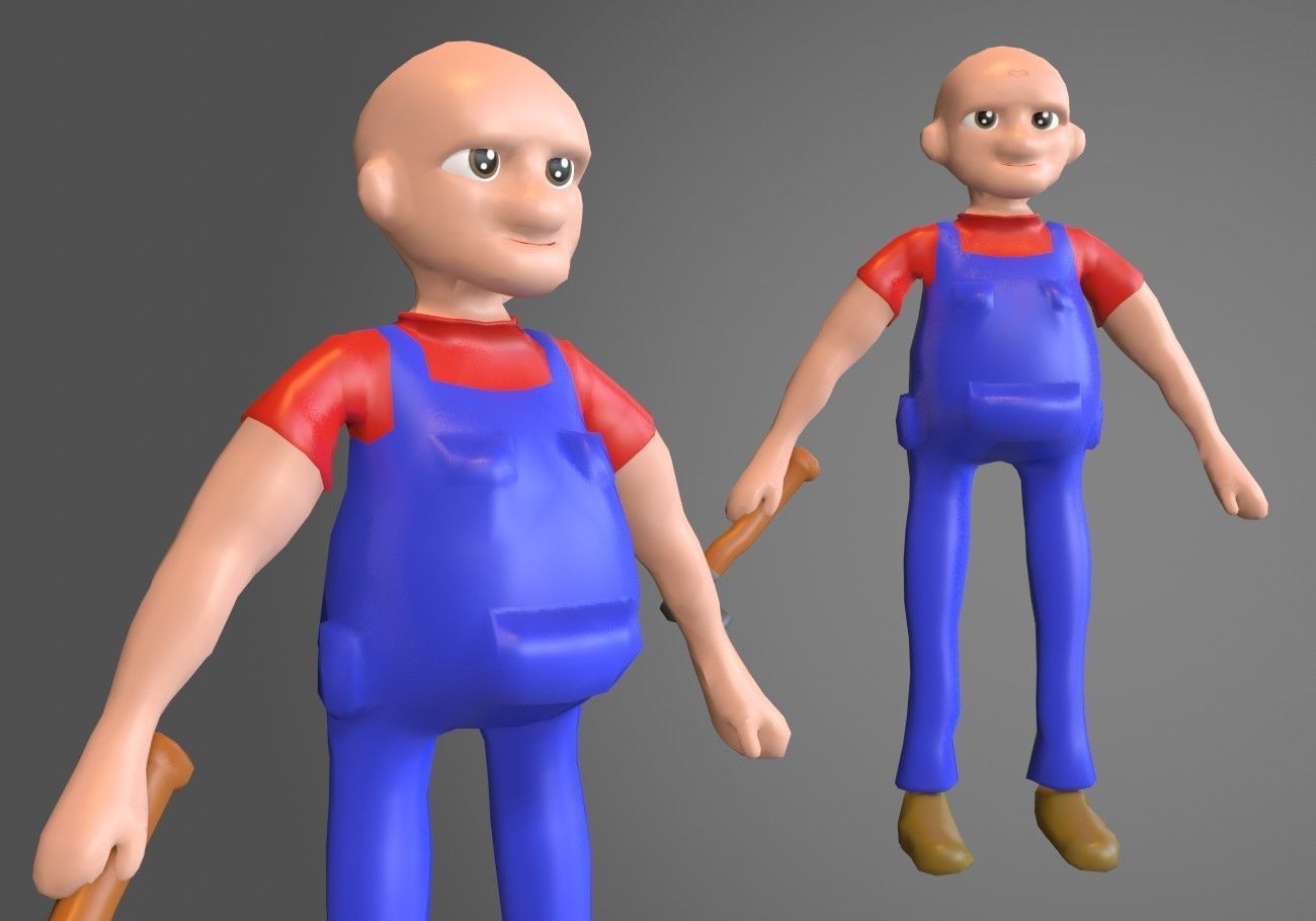 5 cartoon characters package Low-poly 3D model_8