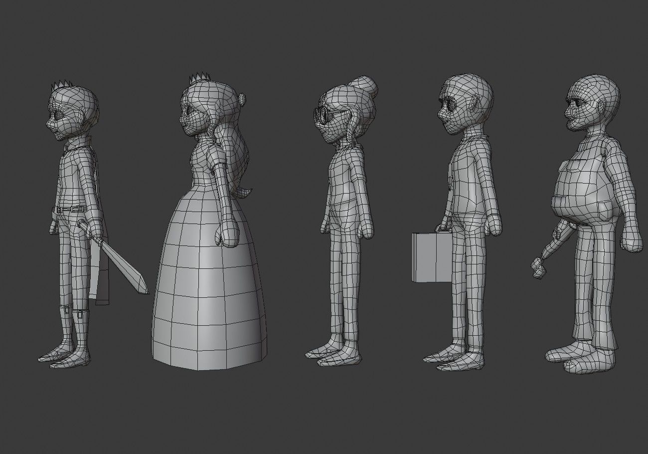 5 cartoon characters package Low-poly 3D model_27