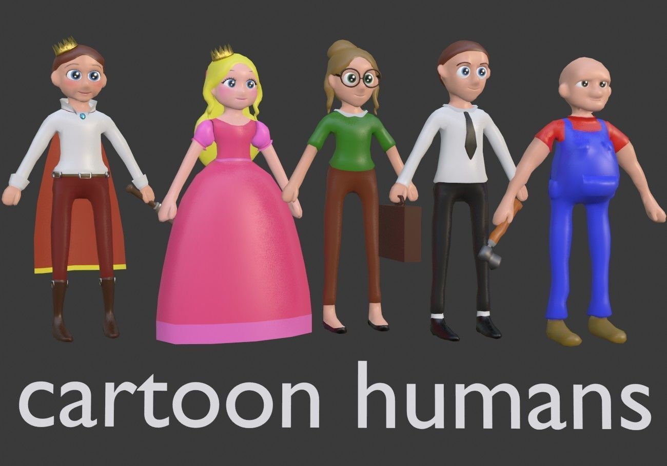 5 cartoon characters package Low-poly 3D model_10