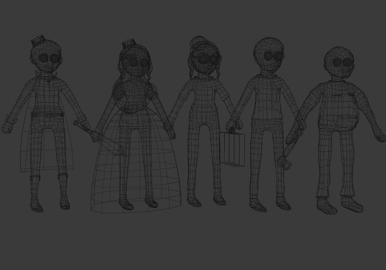 5 cartoon characters package Low-poly 3D model_28