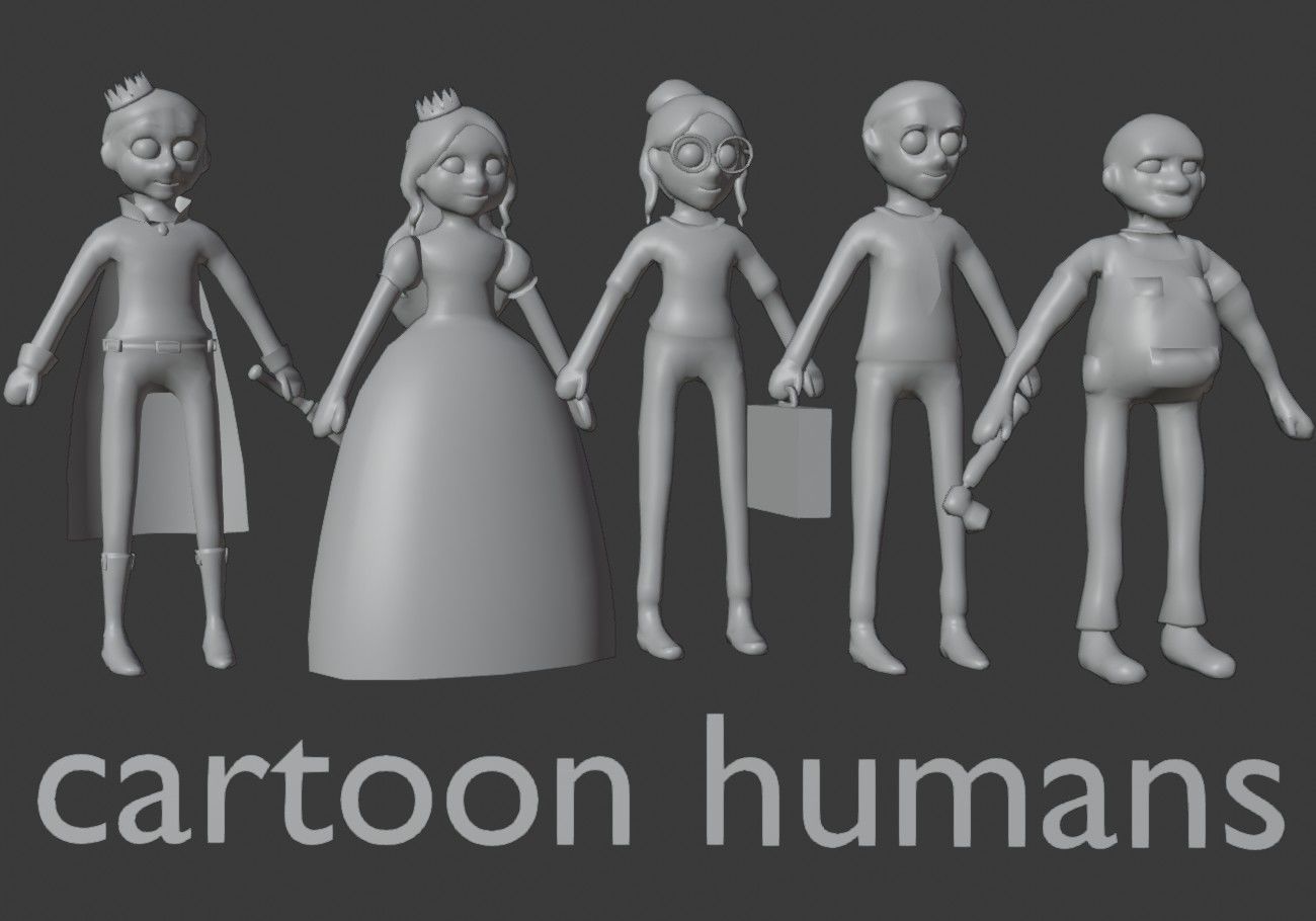 5 cartoon characters package Low-poly 3D model_20