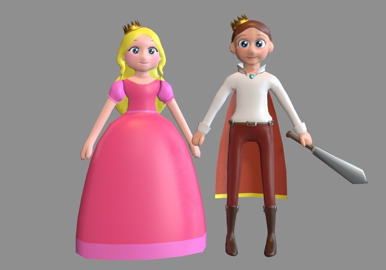 5 cartoon characters package Low-poly 3D model_9