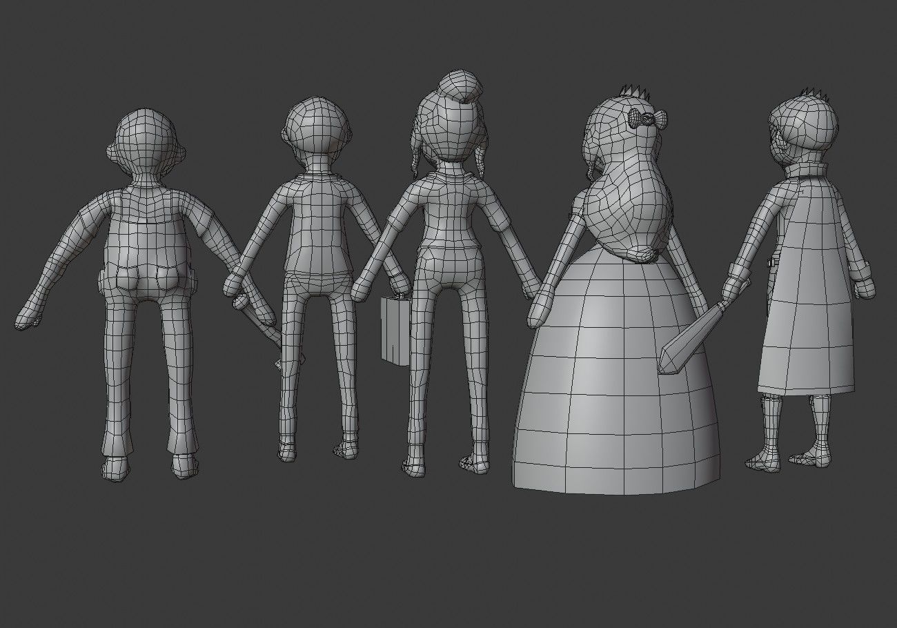 5 cartoon characters package Low-poly 3D model_25