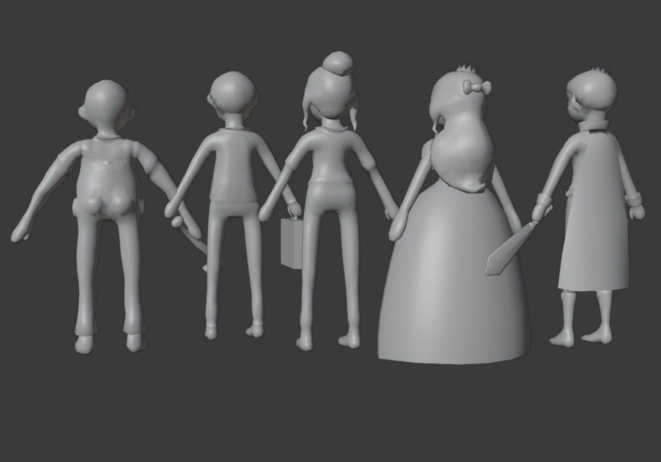 5 cartoon characters package Low-poly 3D model_21