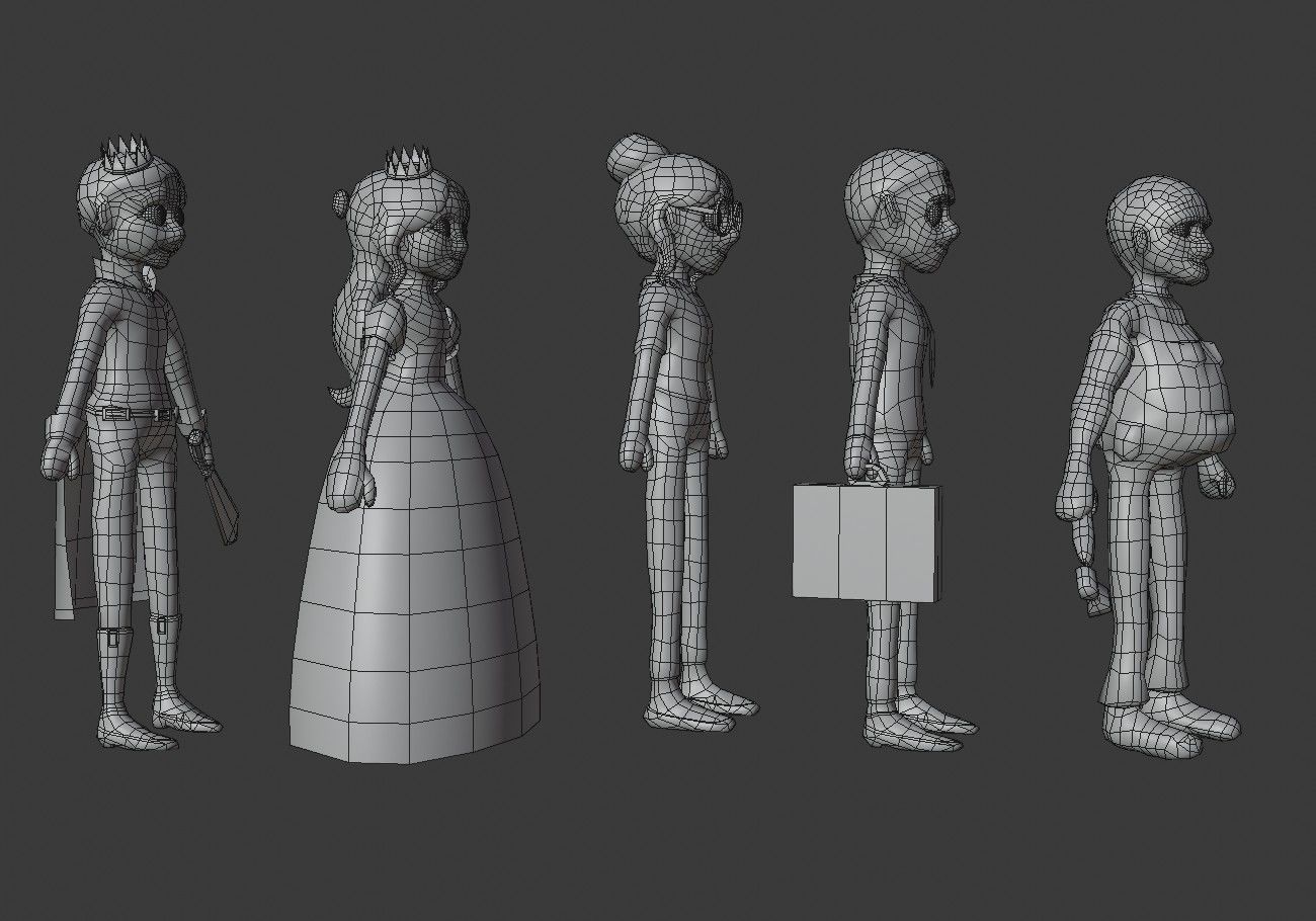 5 cartoon characters package Low-poly 3D model_26