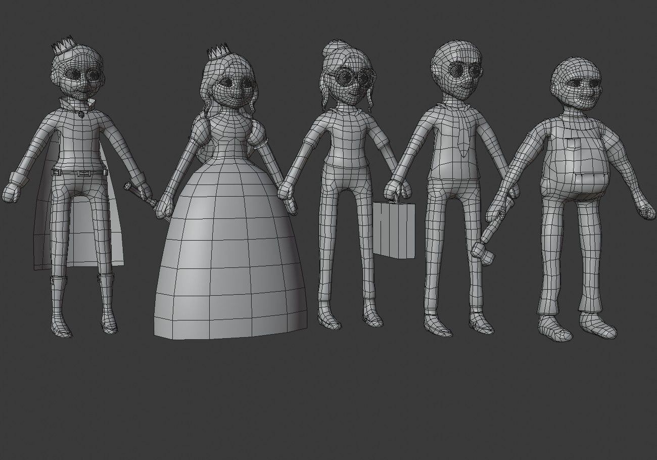 5 cartoon characters package Low-poly 3D model_24