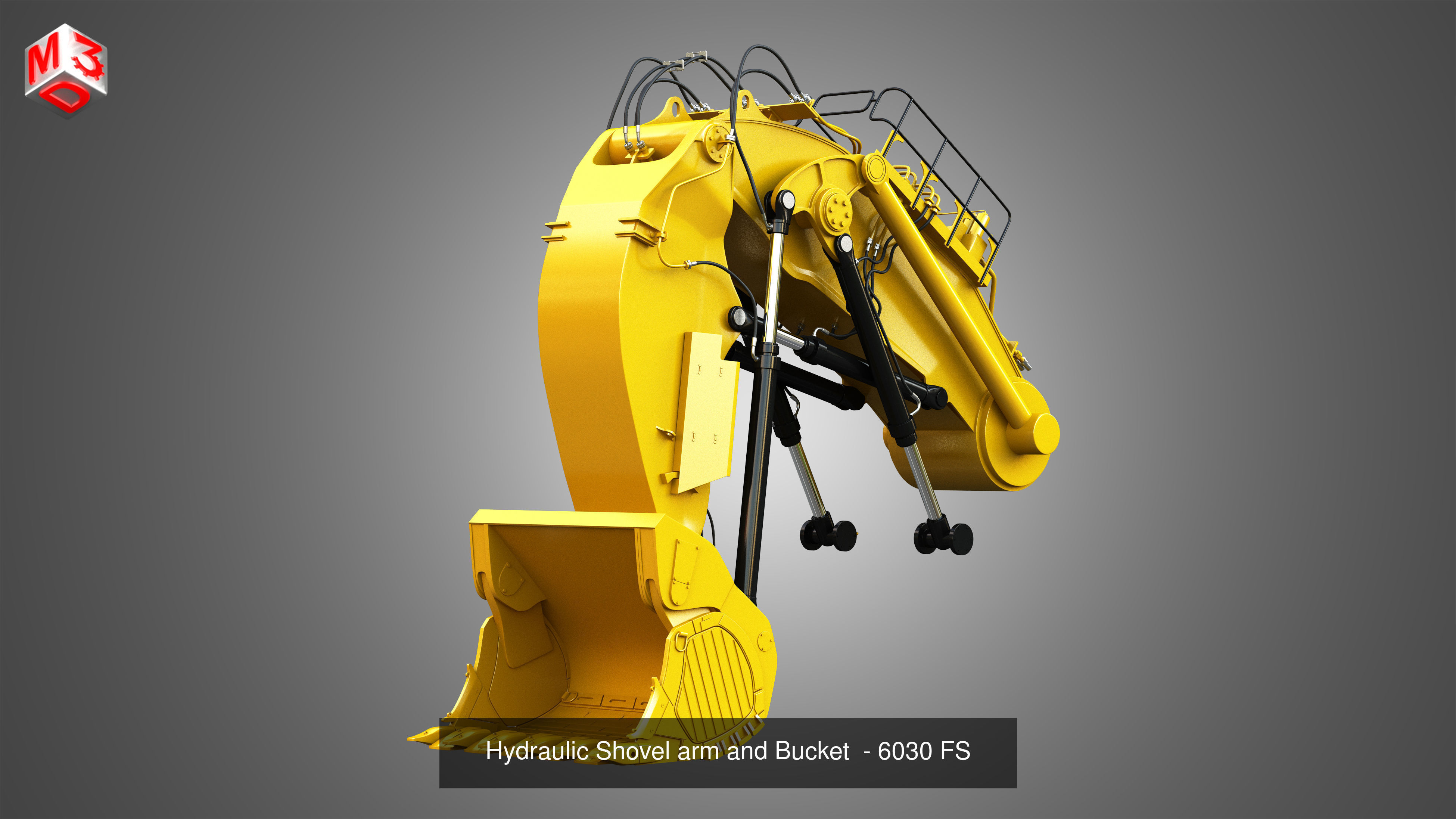 Hydraulic Excavator Cranes and Buckets  3 in 1 3D Model Collection_3