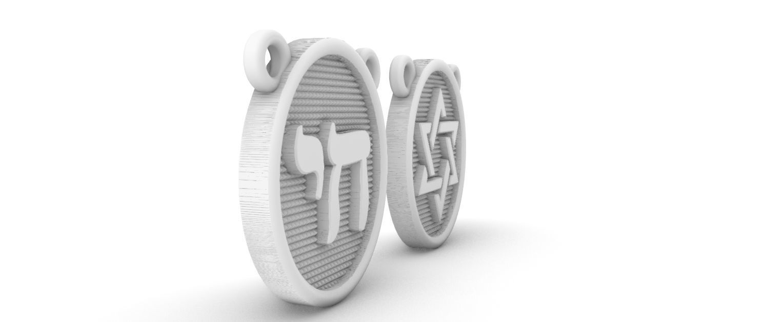Jewish scapular Chai and David Star  3D print model_2