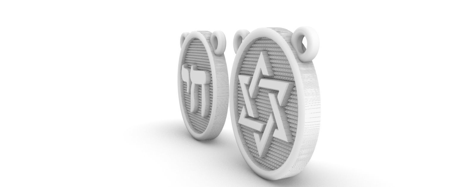 Jewish scapular Chai and David Star  3D print model_5