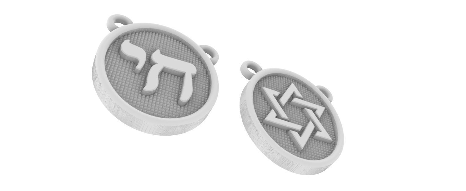 Jewish scapular Chai and David Star  3D print model_7