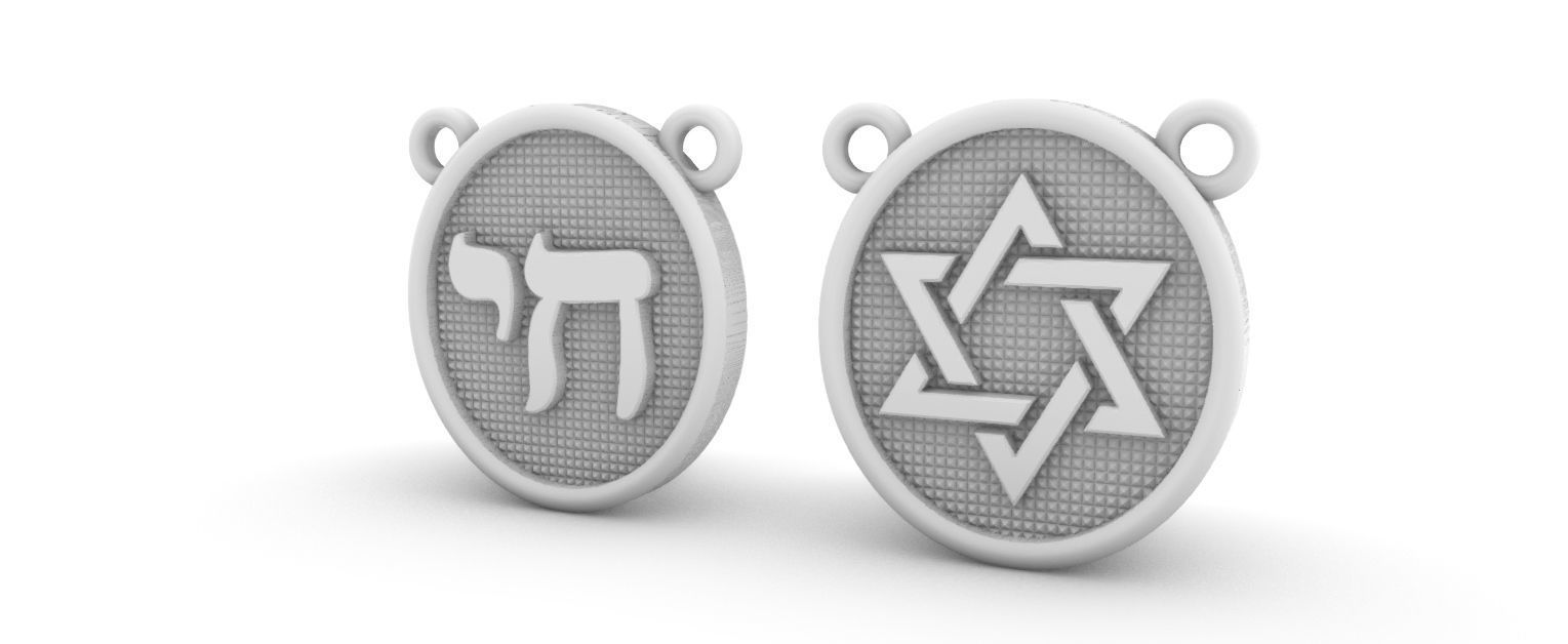 Jewish scapular Chai and David Star  3D print model_6
