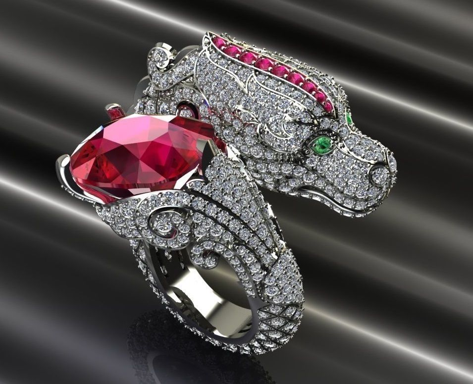 Dragon diamond ring 3D print model_3