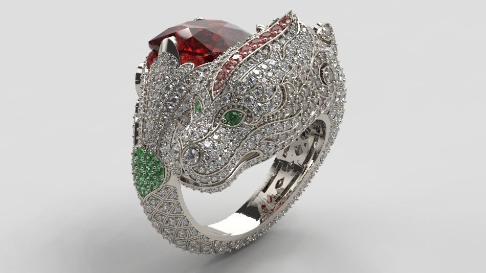 Dragon diamond ring 3D print model_1