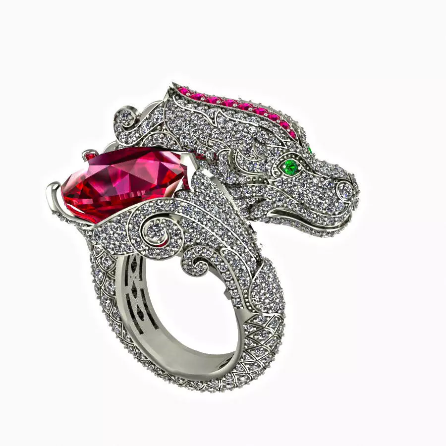 Dragon diamond ring 3D print model_0