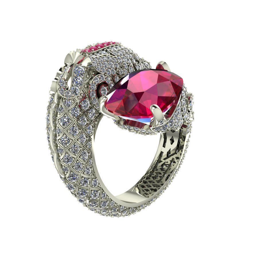 Dragon diamond ring 3D print model_4