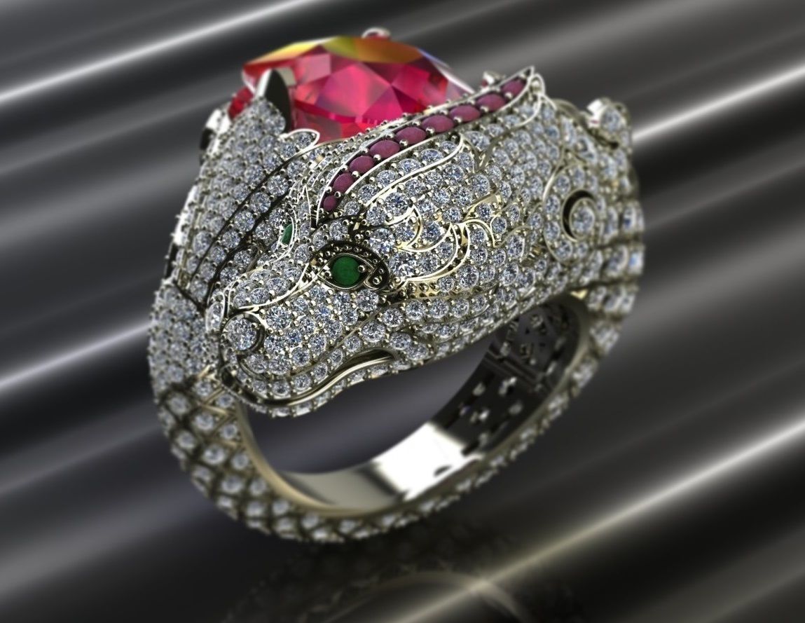 Dragon diamond ring 3D print model_2