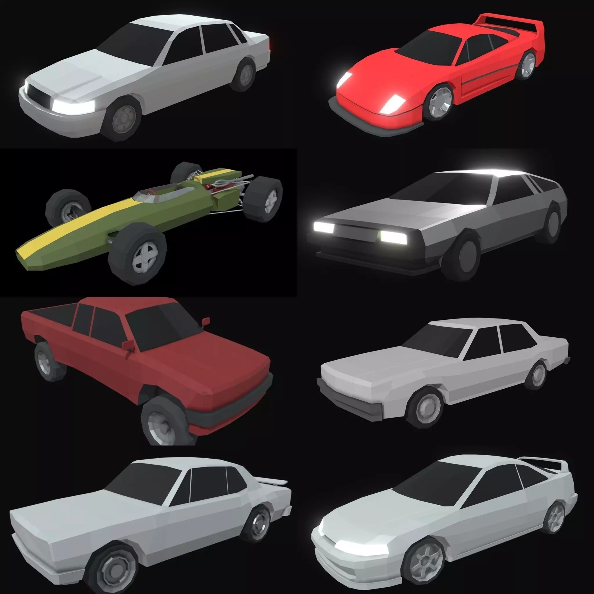 14 Low Poly Cars 3D Model Collection_0