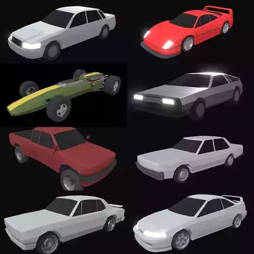 14 Low Poly Cars 3D Model Collection