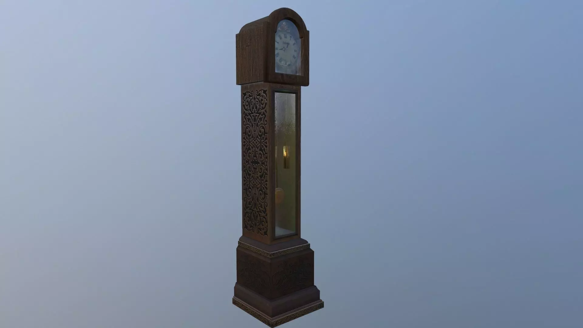 Grandfather clock haunted Low-poly 3D model_0