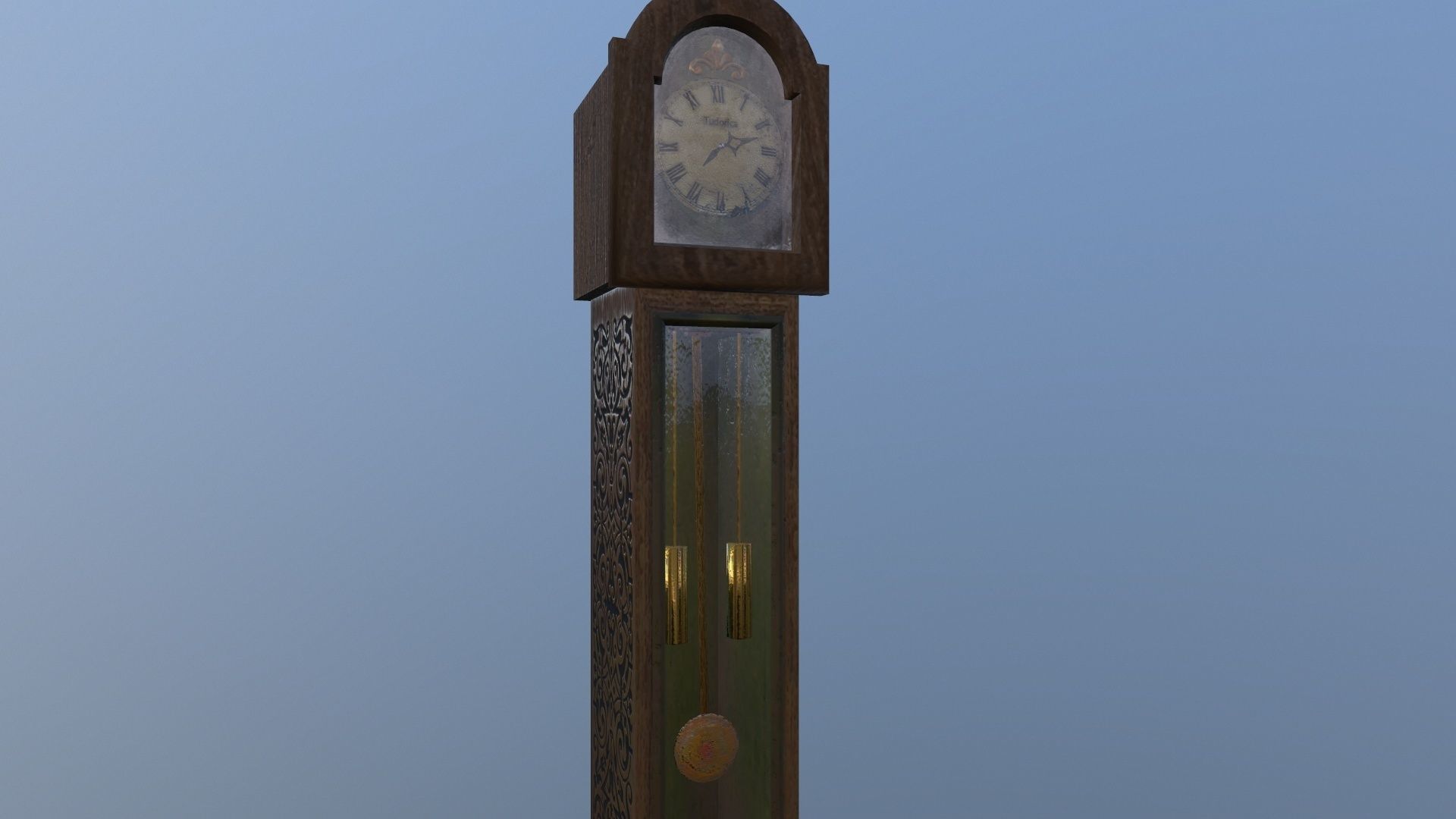 Grandfather clock haunted Low-poly 3D model_3