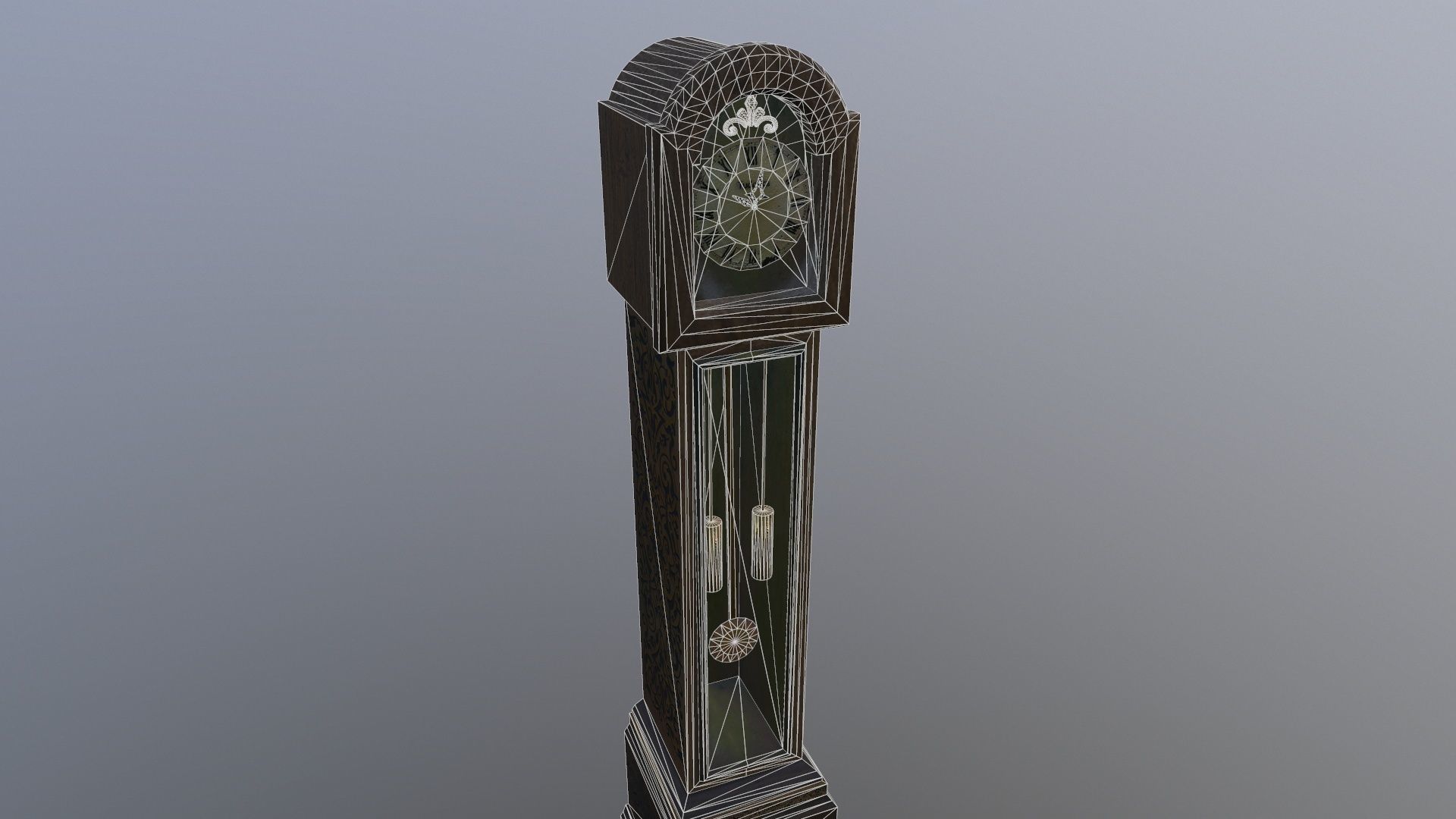 Grandfather clock haunted Low-poly 3D model_7