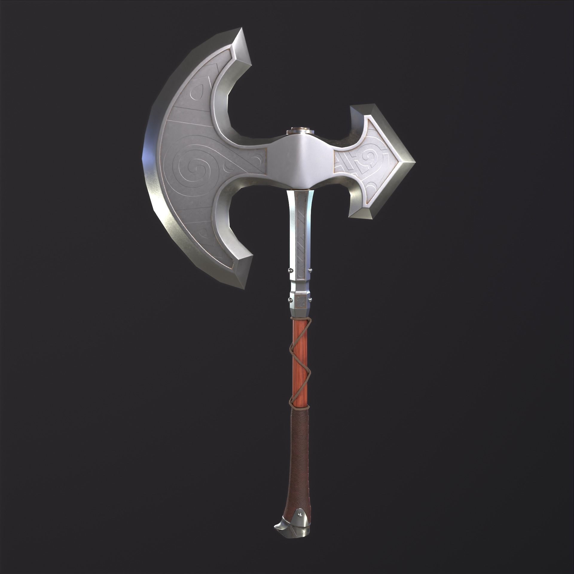 Battle axe game-ready Low-poly 3D model_2