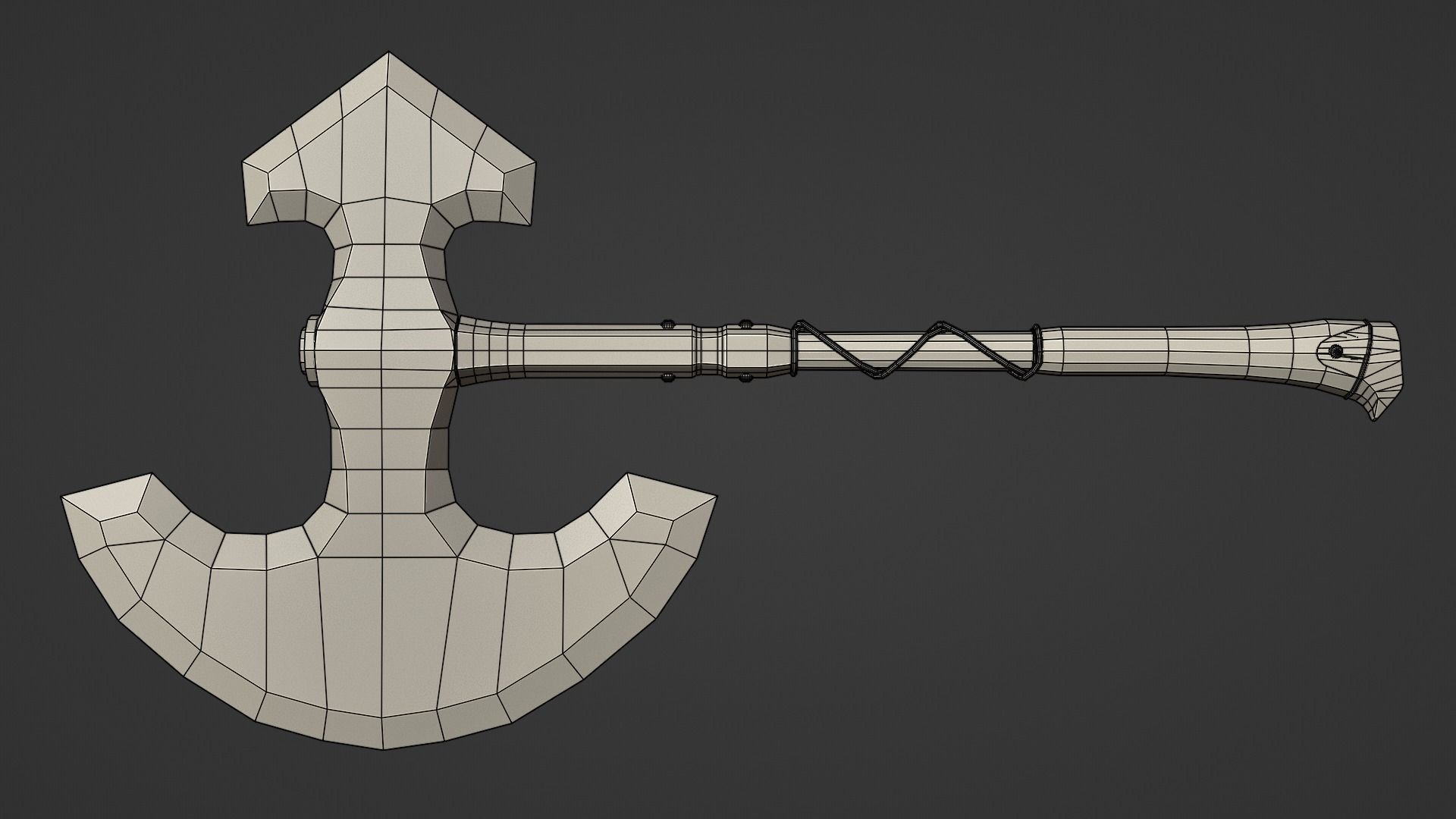 Battle axe game-ready Low-poly 3D model_8