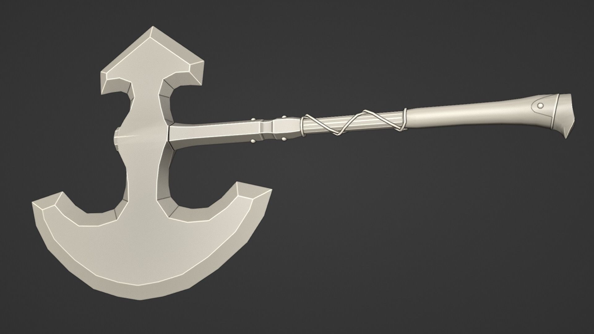 Battle axe game-ready Low-poly 3D model_10