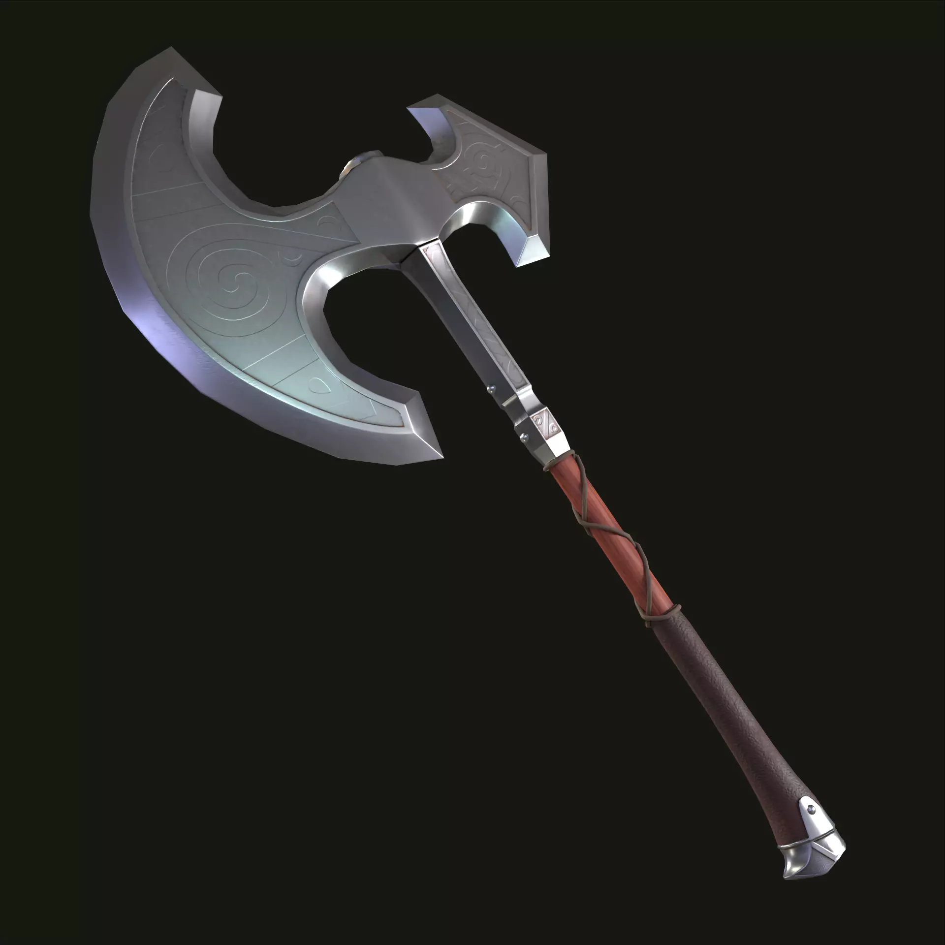 Battle axe game-ready Low-poly 3D model_0