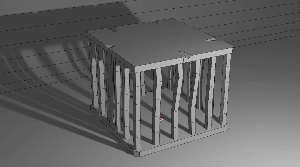 Low Poly Cage with two bars Free low-poly 3D model_0
