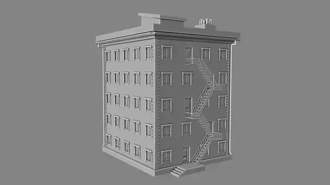 House apartment building with fire escape