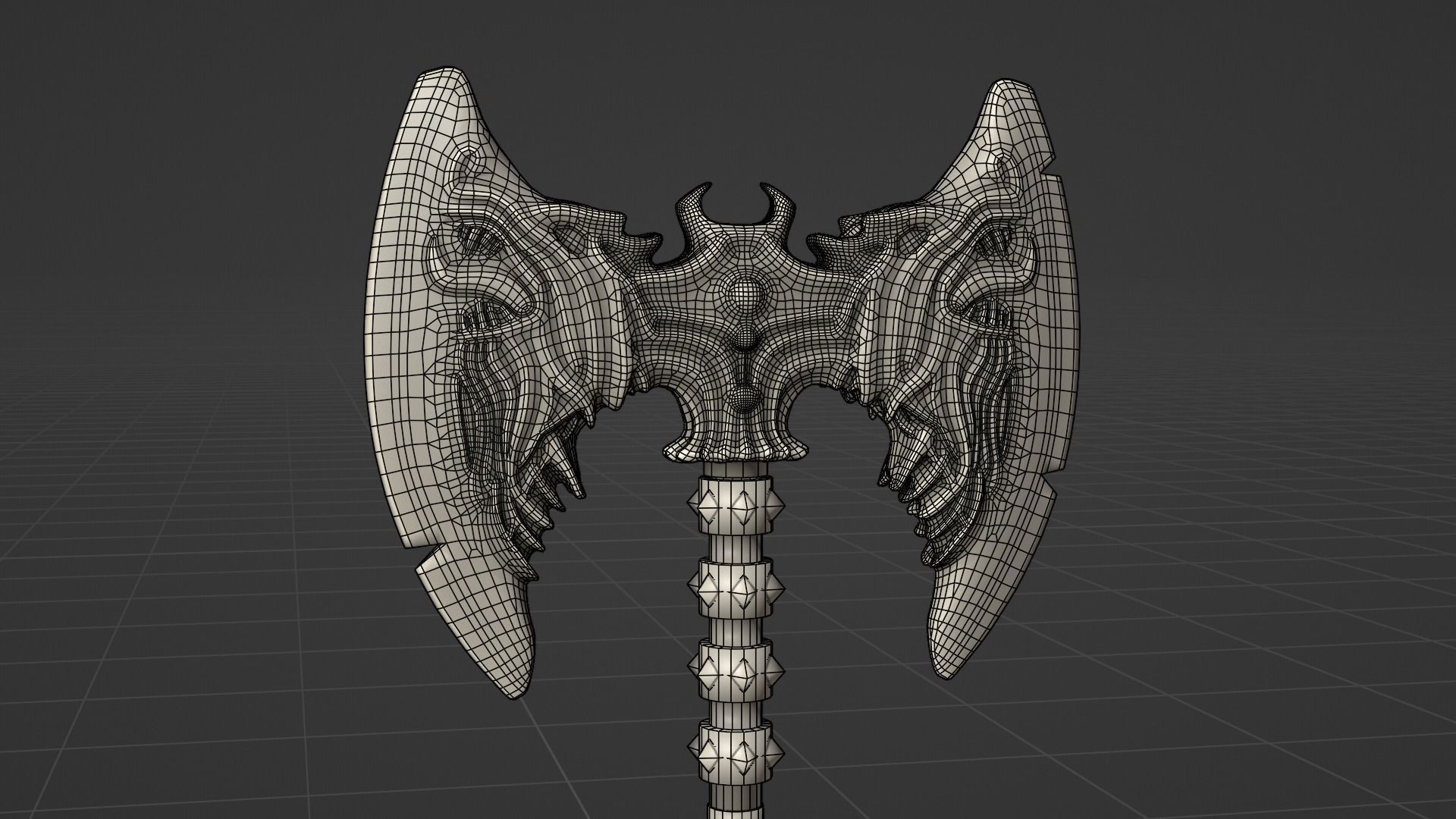 Battle double-sided axe 3D model_6