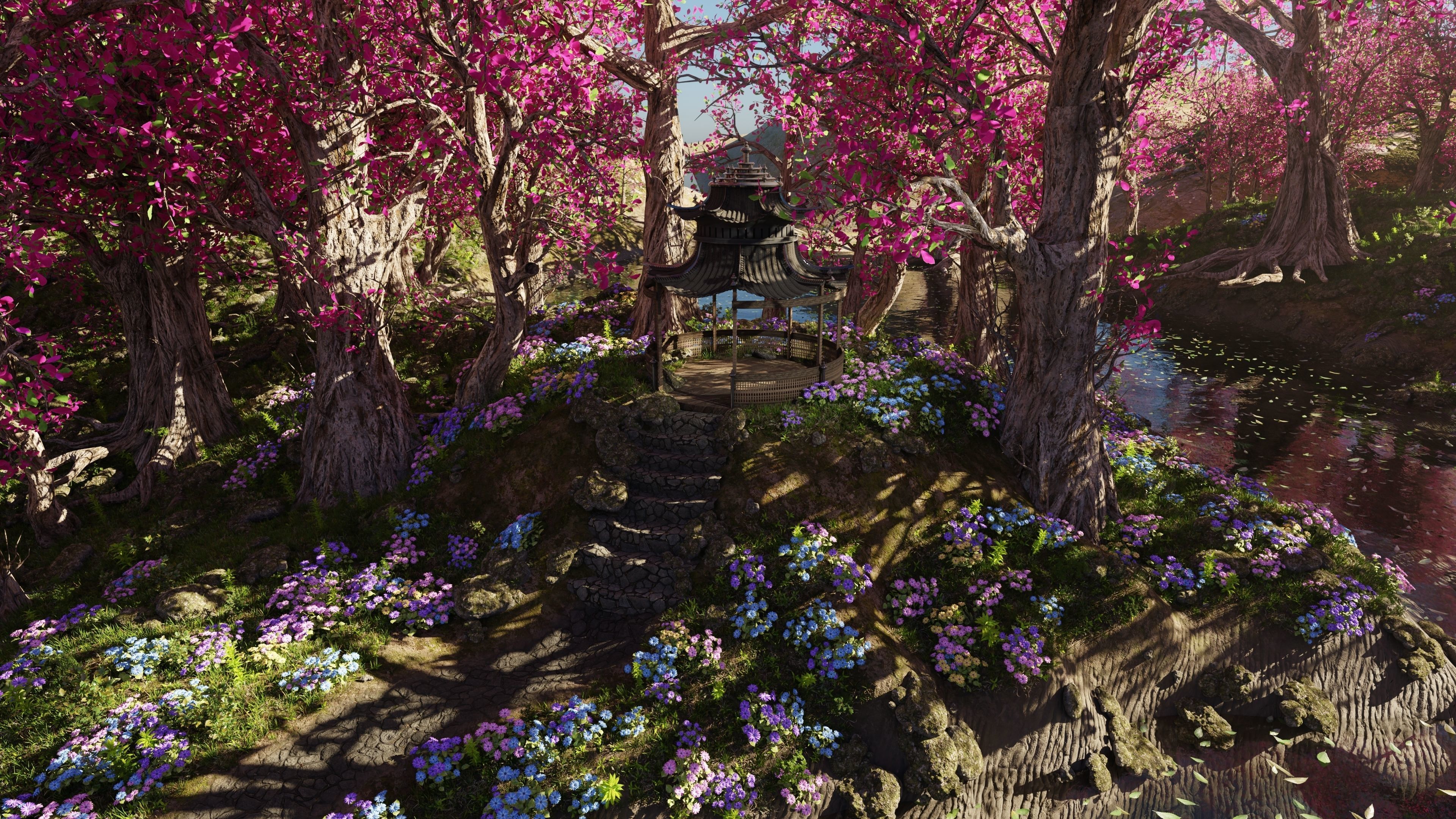 Japanese Gazebo Scene 3D model_4