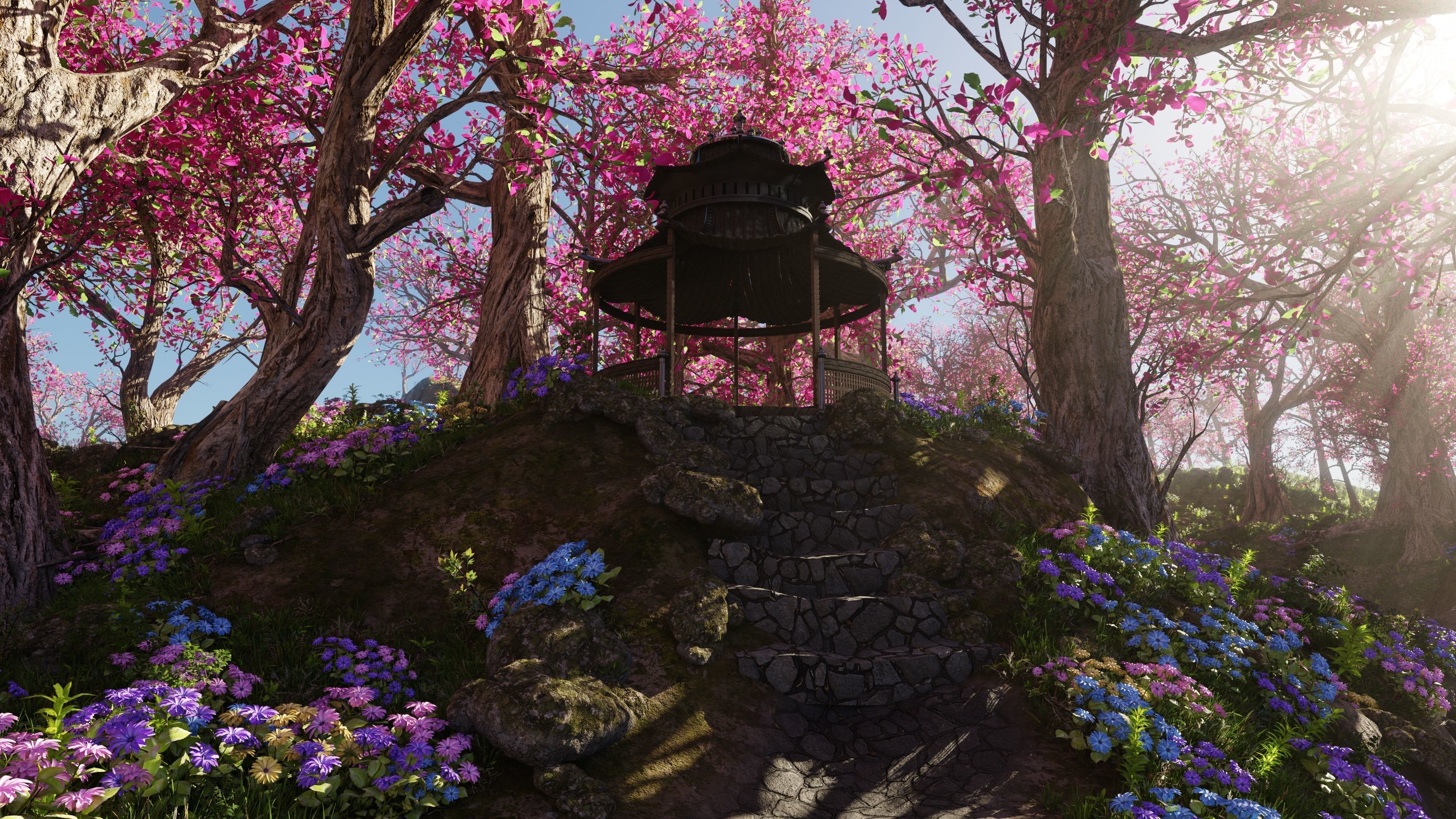 Japanese Gazebo Scene 3D model_3