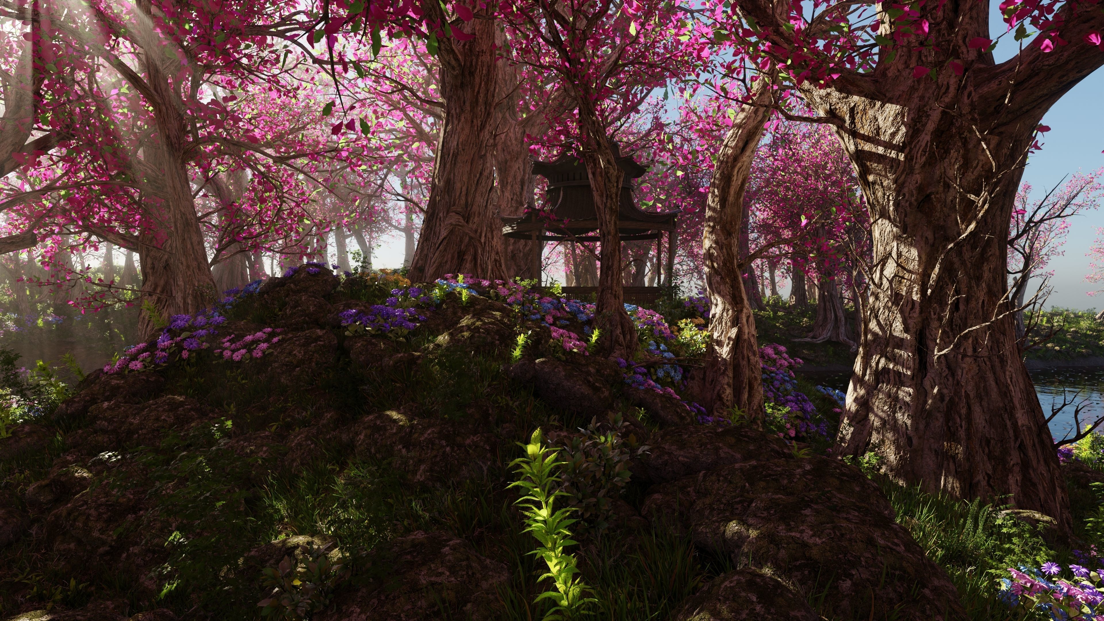 Japanese Gazebo Scene 3D model_9