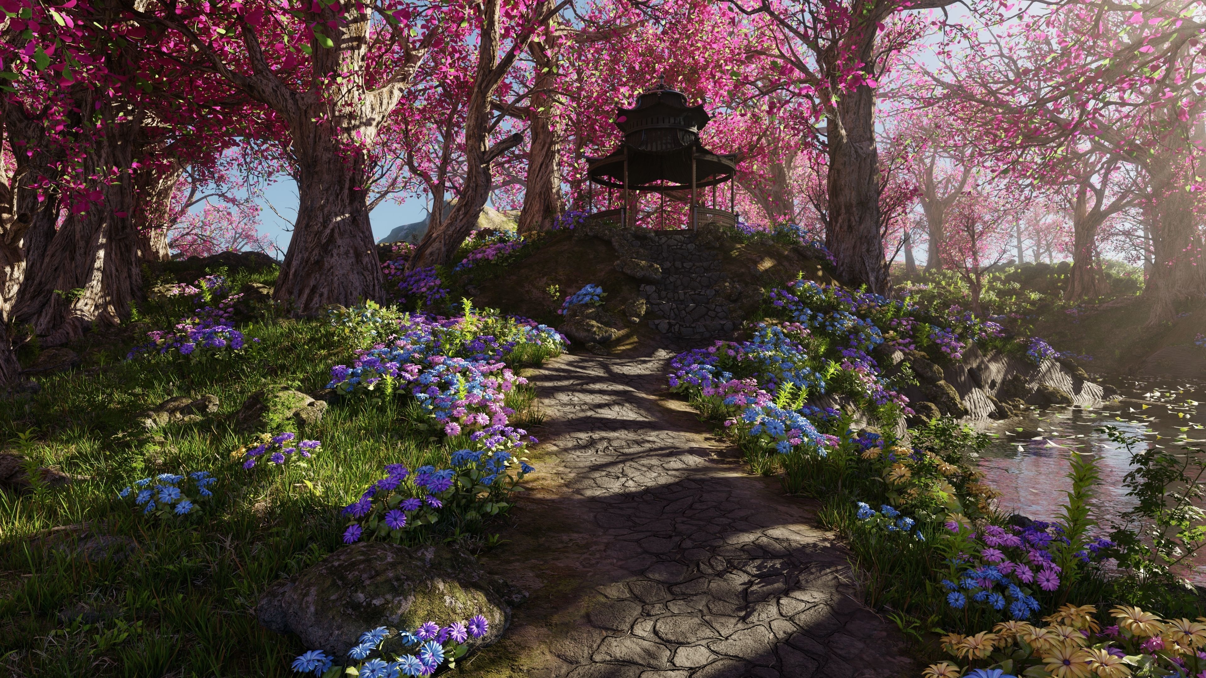 Japanese Gazebo Scene 3D model_2