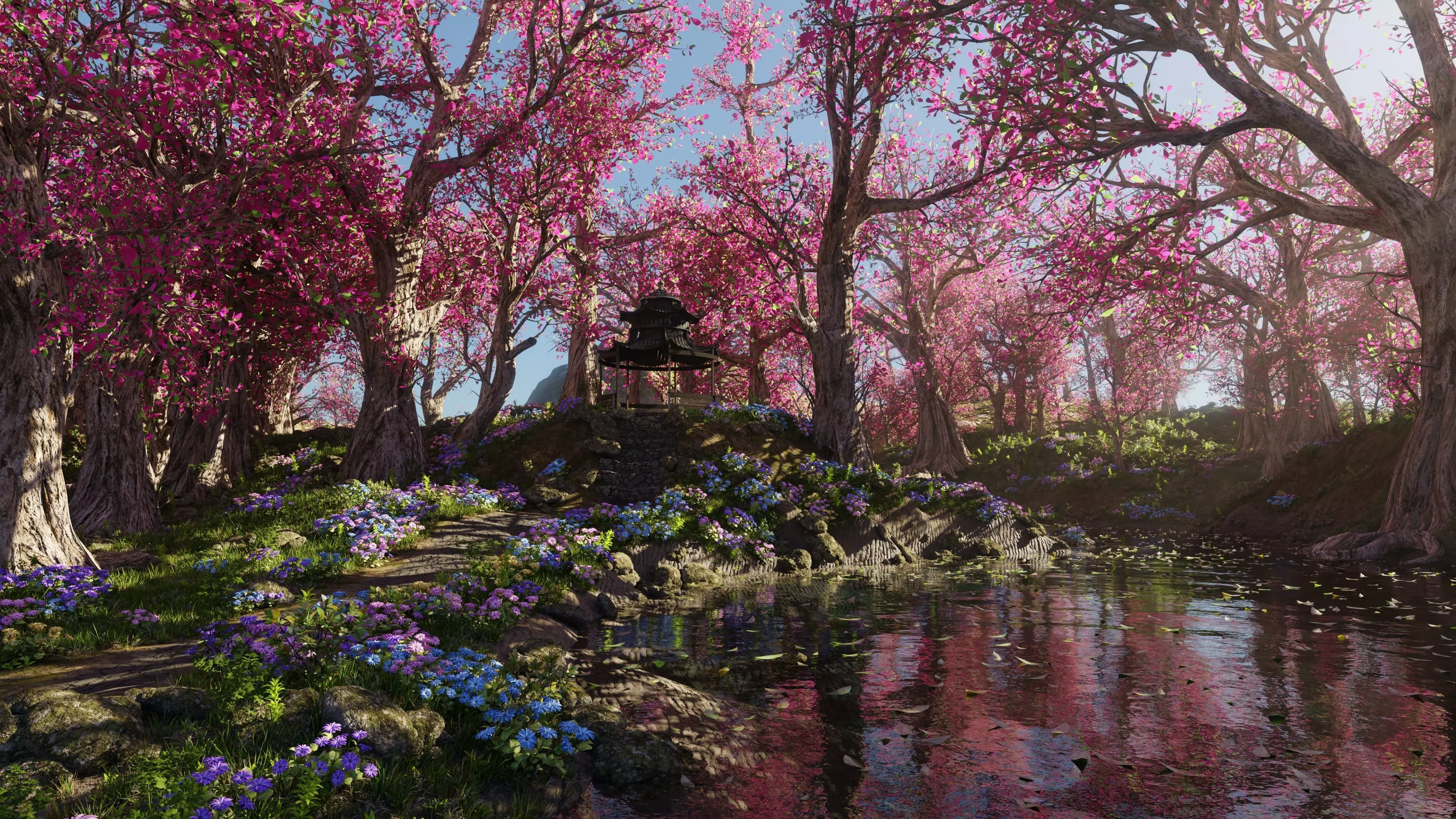 Japanese Gazebo Scene 3D model_0