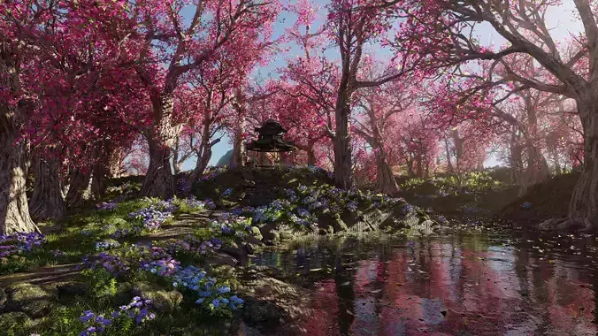 Japanese Gazebo Scene 3D model