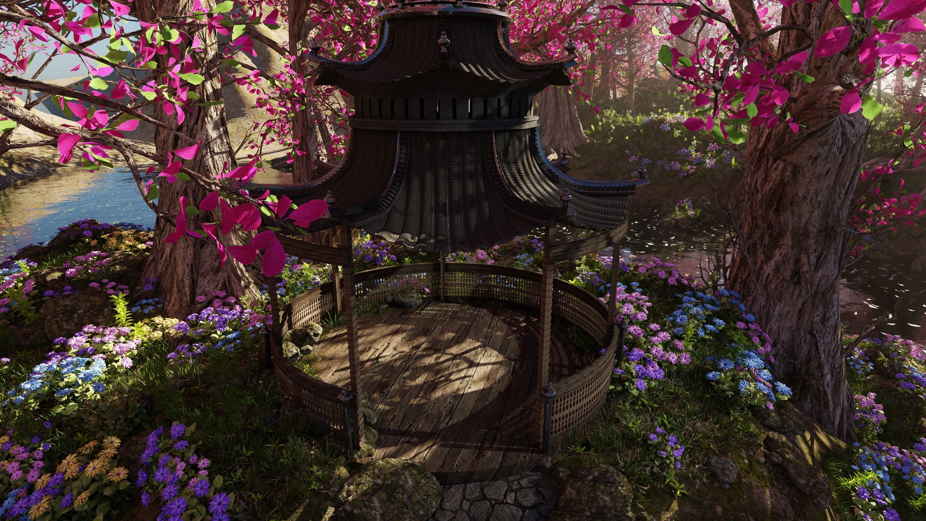 Japanese Gazebo Scene 3D model_5