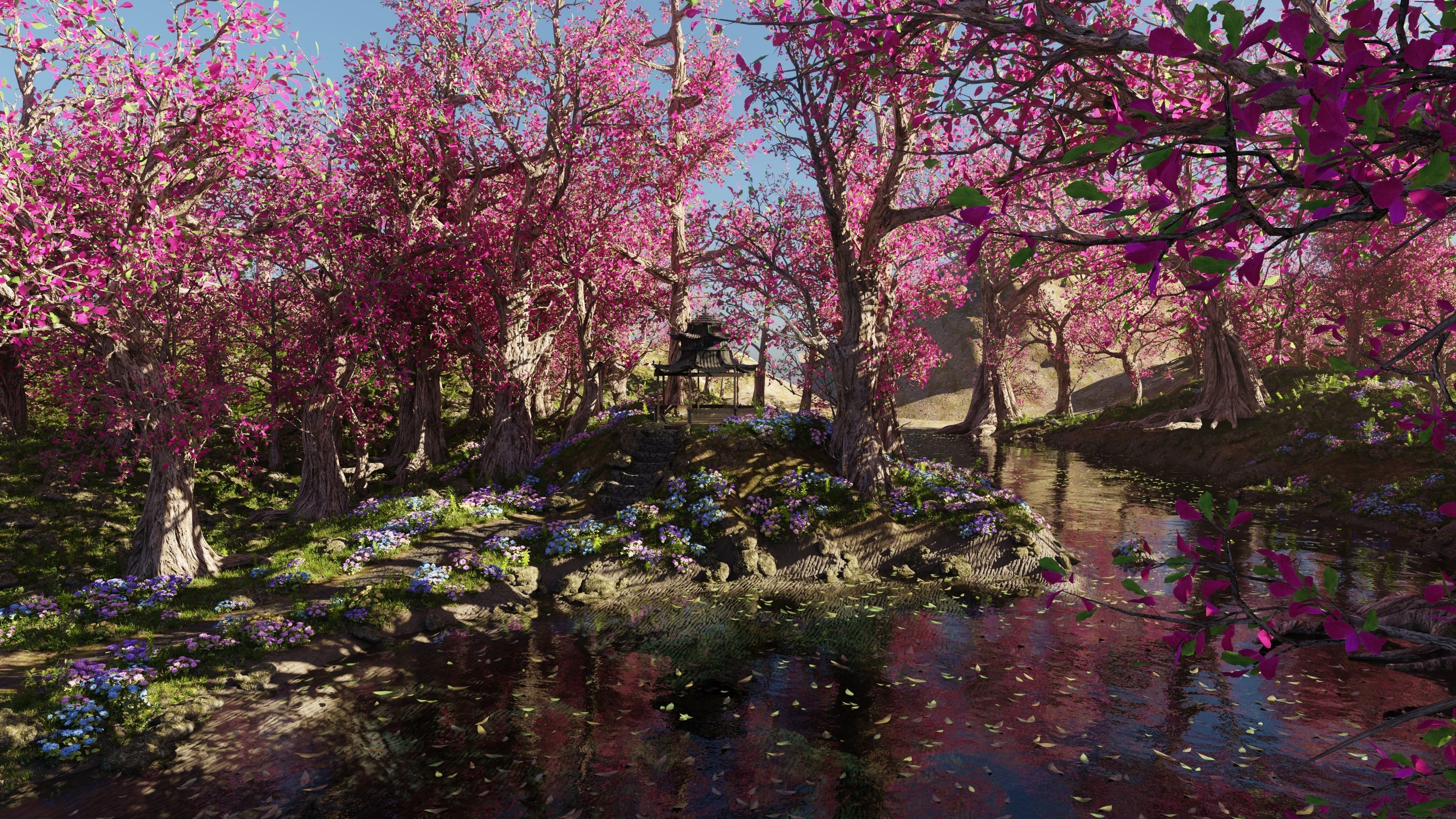 Japanese Gazebo Scene 3D model_7