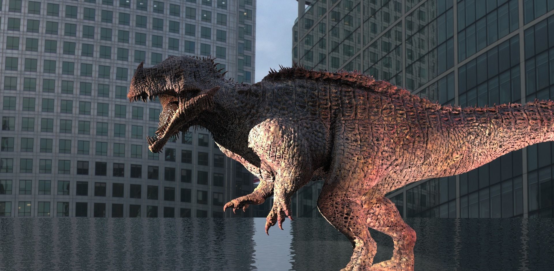 Viking Dinosaur on Stone Base 3D model_1