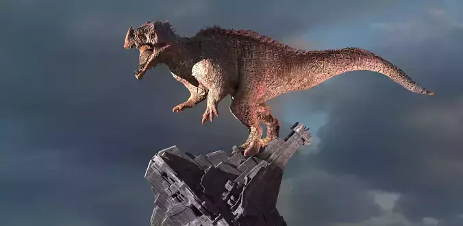 Viking Dinosaur on Stone Base 3D model